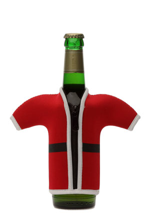 Getränkekühler aus Neopren für Bier Wein Flaschen in Jackenform Weihnachten